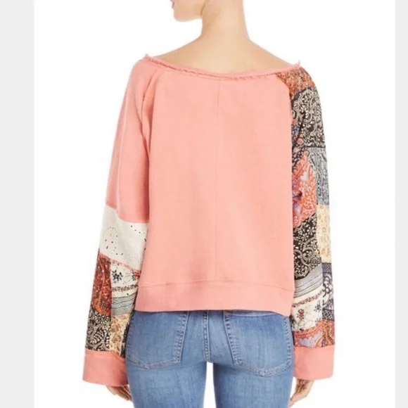 Free People Suns Out Patchwork Sleeve top - Picture 2 of 9